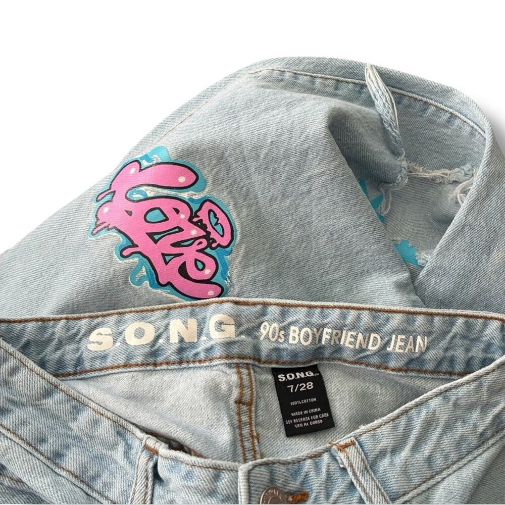 S.O.N.G. 90s boyfriend high waisted graffiti jeans size 7 / 28 - Picture 10 of 10